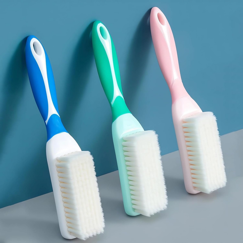 Shoe Cleaning Brush - 3 個ロングハンドル超ソフト毛クリーニングブラシランダムカラーポータブル汚れ除去剤衣類靴スニーカー用