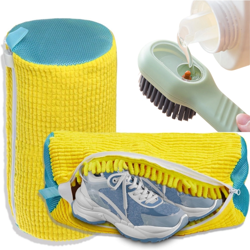Shoe Cleaning Brush - 1/2/4個入り靴洗い機用バッグ、液体靴ブラシセット付き、耐久性のある洗濯用靴バッグと柔らかい毛のクリーニングブラシ、あらゆる靴に対応